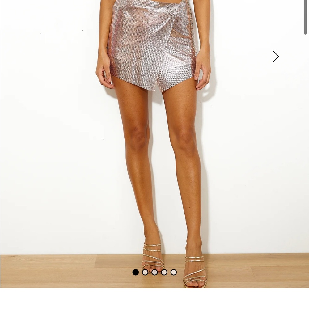 Hello Molly Silver Pink Wrap Mini Skirt